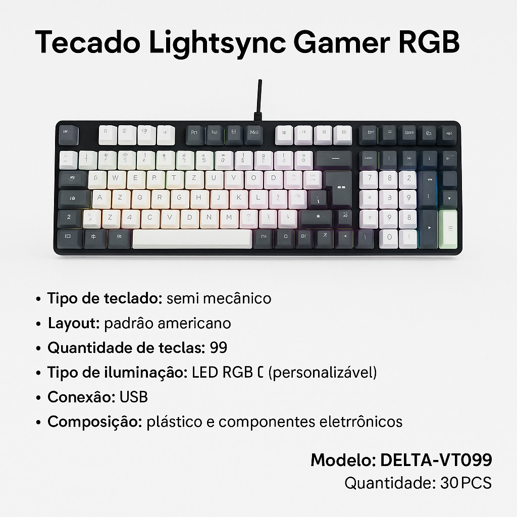 Detalhes do Teclado Semi Mecânico Com Fio De 99 Teclas Rgb Led-usb