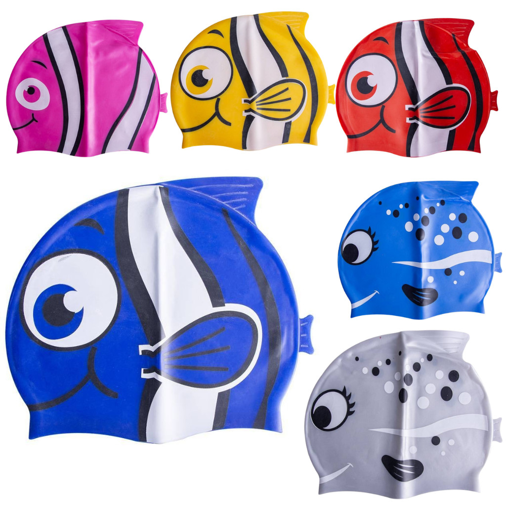 Touca de Natação Silicone Infantil Kids Impermeável Peixinho