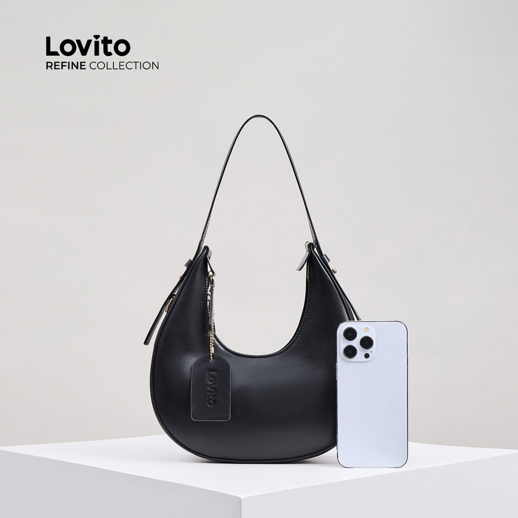 Detalhes do (Lovito Refine) Elegante simples deslocamento francês pequena bolsa de ombro para mulher L133AD001