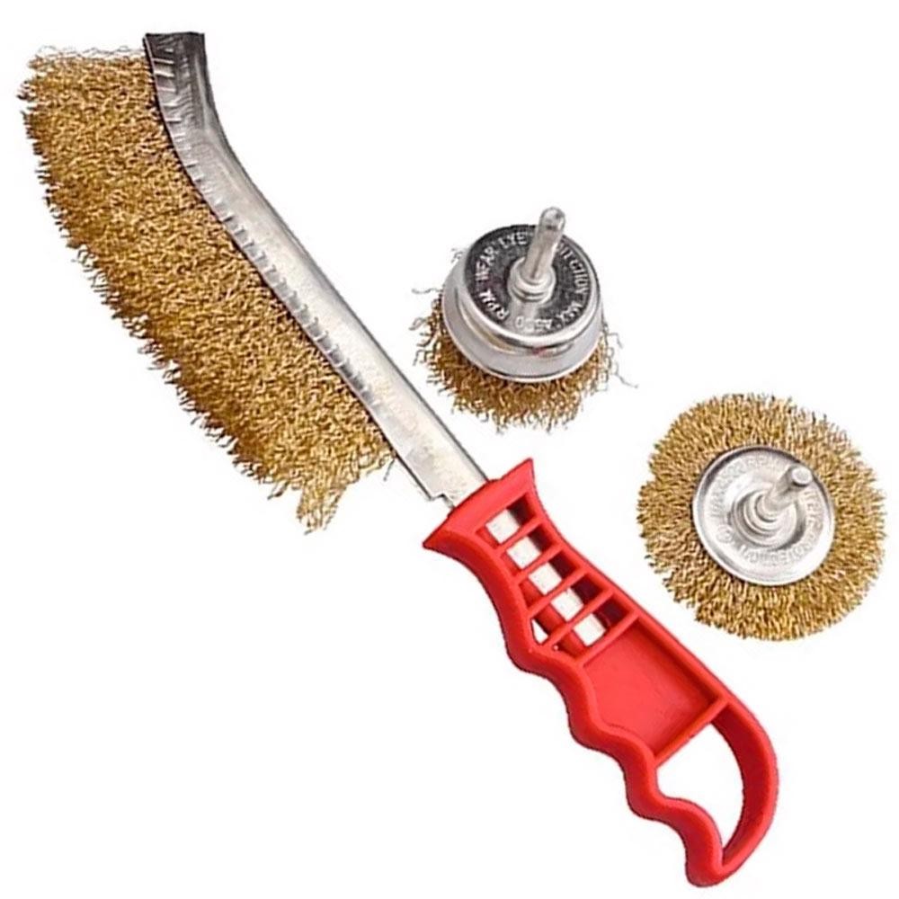 Escova de Aço Kit com 3 Peças 1 Manual e 2 Circulares Haste 65 MM MTX - Home & Living