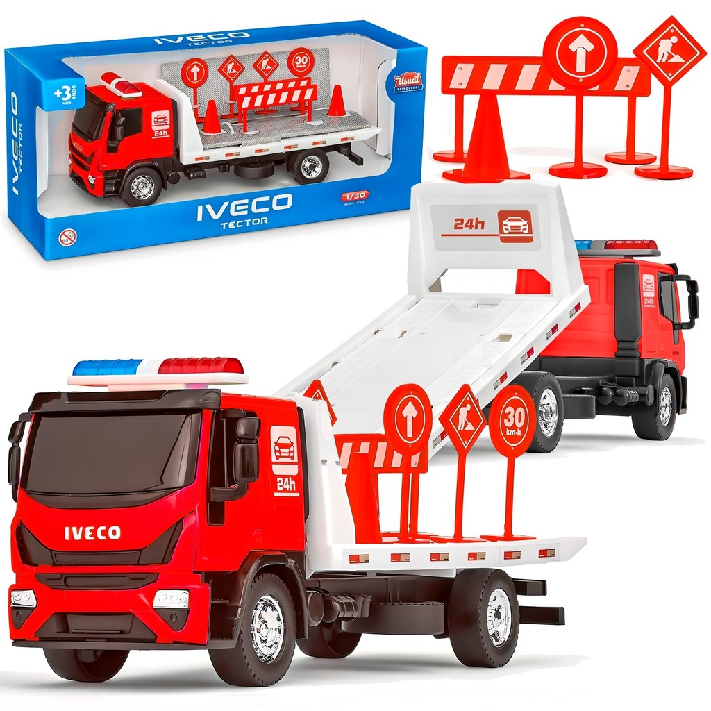 Caminhão Iveco Tector Guincho Plataforma Miniatura Escala 1:30 Usual Brinquedos