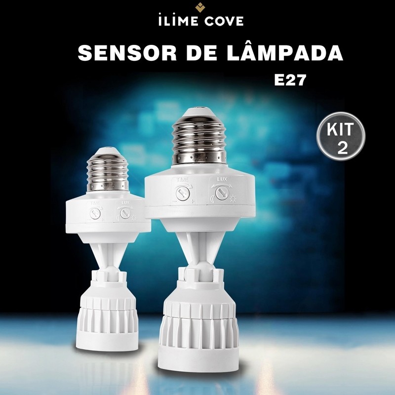 Kit 2 Sensor De Presença Com Fotocélula Para Lâmpada Soquete E27 Bivolt Ângulo ajustável