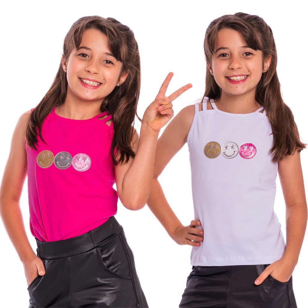 Blusinha Infantil Regata 3 Alças Menina 1407-1408-A em Oferta na Shopee
