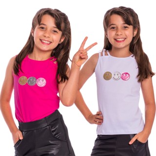 Blusinha Infantil Regata 3 Alças Menina 1407-1408-A em Oferta na Shopee