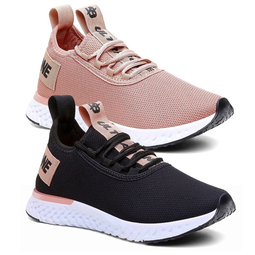 Kit Combo Com 2 Pares Tenis Feminino Polo Ultrabone De Para Caminhada Academia Confortável Esportivo