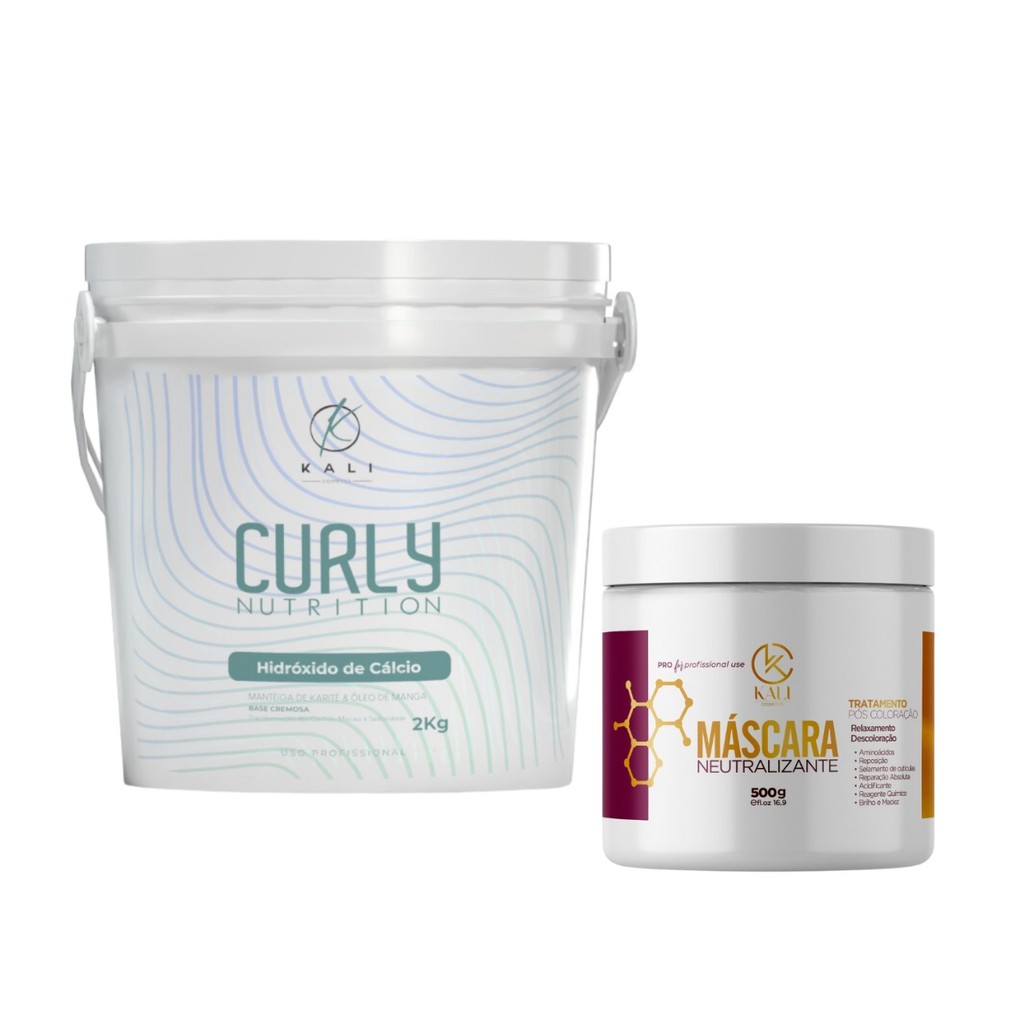 Kit Guanidina Hidróxido de Cálcio Relaxamento de Cachos 2Kg + Neutralizante 500g