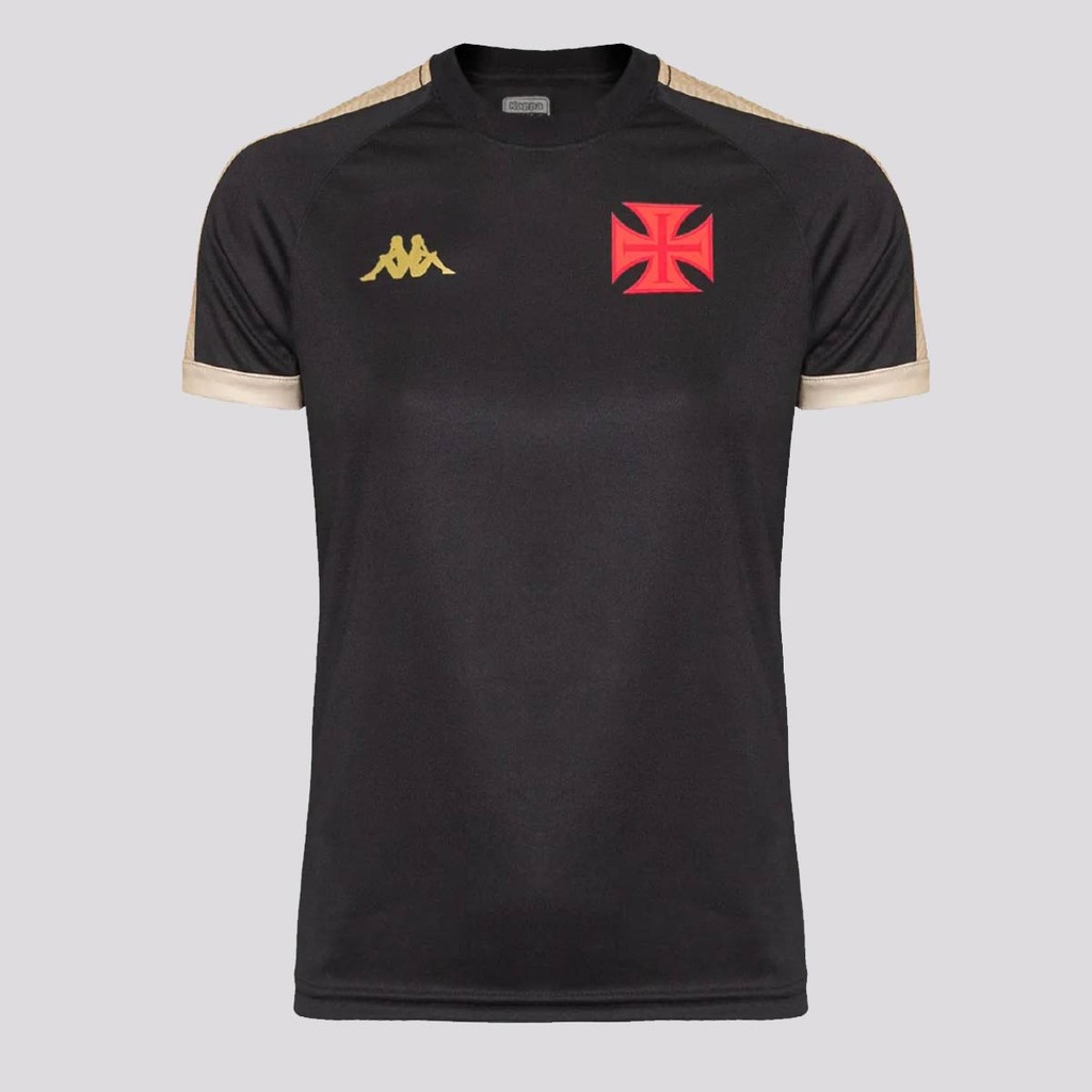 Camisa Kappa Vasco Supporter Gold Feminina Preta em Oferta na Shopee