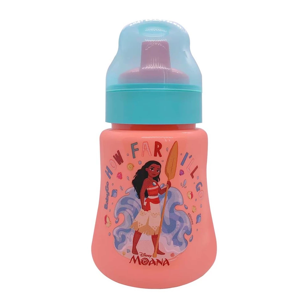 Copo De Transição Infantil C/ Bico Flexível e Tampa 340ml Moana Princesas Disney