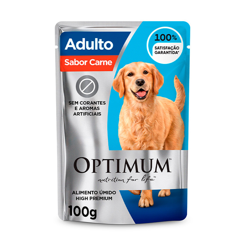 Ração Úmida Optimum Sachê Para Cães Adultos Raças Grandes Sabor Carne 100g em Oferta na Shopee