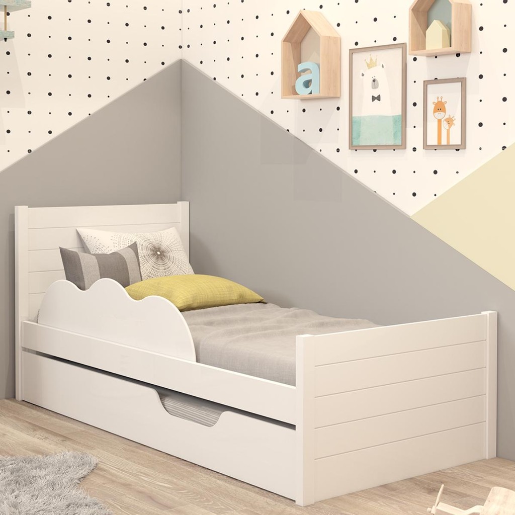 Bicama Infantil com Cama Auxiliar e Proteção Lateral 100% MDF Elza - Mom & Baby