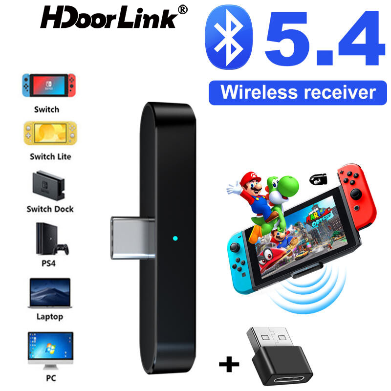 HdoorLink Para Switch/Lite/PS4/Transmissor Bluetooth-Adaptador 5.0 Acessórios De Jogo De Áudio Com Conector USB Tipo-C P