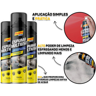 Kit 3 Und Espuma Multiuso 300ml Para Limpeza De Estofados Tapetes Carpetes Limpeza Seco Automotiva em Oferta na Shopee