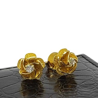 Brincos Flor Com Cristal Banho De Ouro 18k 3146
