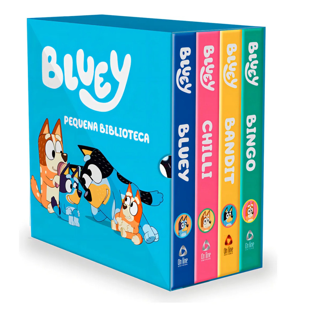 Bluey pequena biblioteca da bluey box com 4 livrinhos