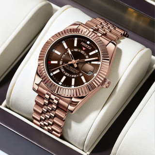 NIBOSI Relógio masculino de luxo em aço inoxidável relógio de quartzo masculino com exibição de hora dupla esportes à pr em Oferta na Shopee