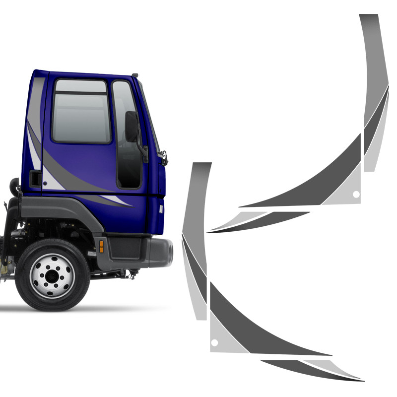 Faixa Caminhão Ford Cargo 2001 814 815 Adesivo Lateral Cinza