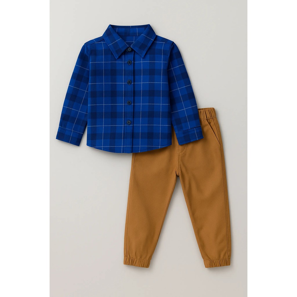 Conjunto Infantil Camisa Xadrez Calça Sarja LucBoo 82504