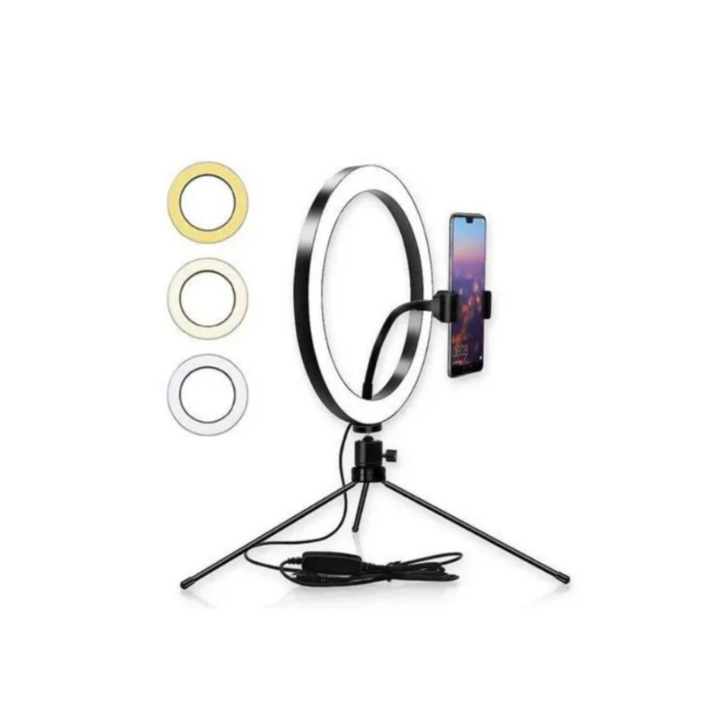 Ring Light Mesa Iluminador De Led 8 Polegadas Com Suporte Celular Para Mesa Anel Luz de