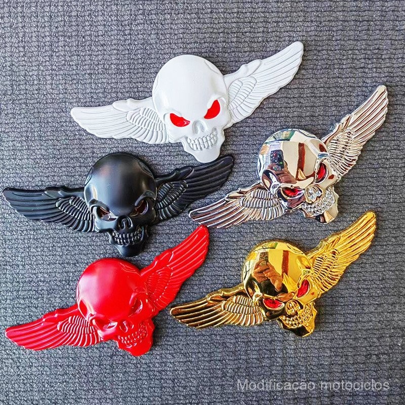Adesivos Carro 3D com Asas Anjo e Caveira, Emblemas Carro Personalizados, Adesivos Metal para Carro