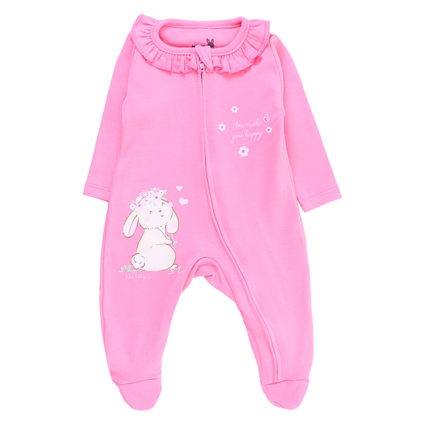 Macacão Bebê KiKo Baby Longo Em Suedine Estampa Coelhinha em Oferta na Shopee