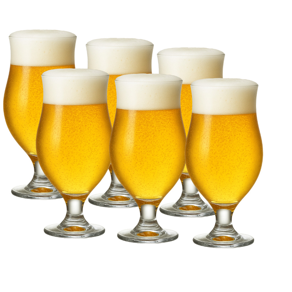 Jogo Conjunto Kit 6 Taças De Vidro Para Cerveja Royal Beer Cerveja Chopp Bar Restaurante