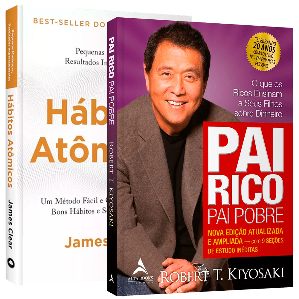 Kit Livro Pai Rico Pai Pobre + Hábitos Atômicos - Kit Evolução Pessoal em Oferta na Shopee