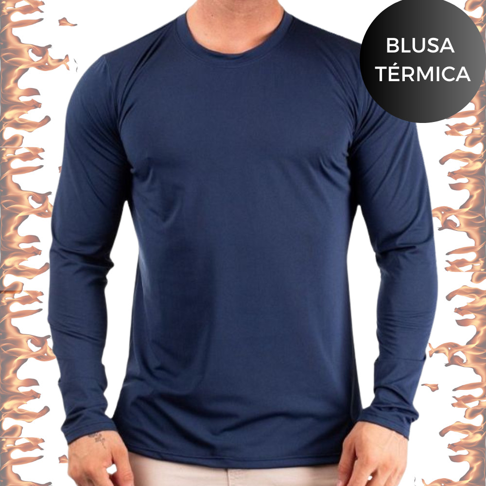 Blusa Térmica Peluciada Inverno Frio Forrada Peluciada Manga longa Masculina