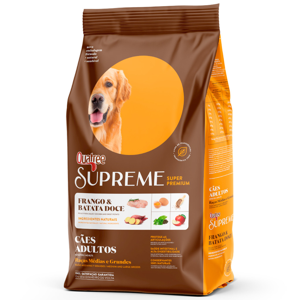 Ração Quatree Supreme Frango e Batata Doce  para Cães Adultos de Raças Médias e Grandes 15 kg