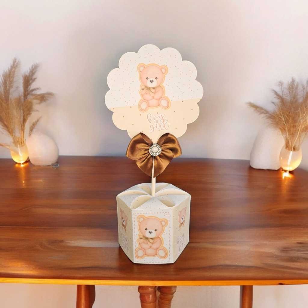 10 Unidades Centro de mesa Festa Chá de Bebê Ursinho Bege Neutro em Oferta na Shopee