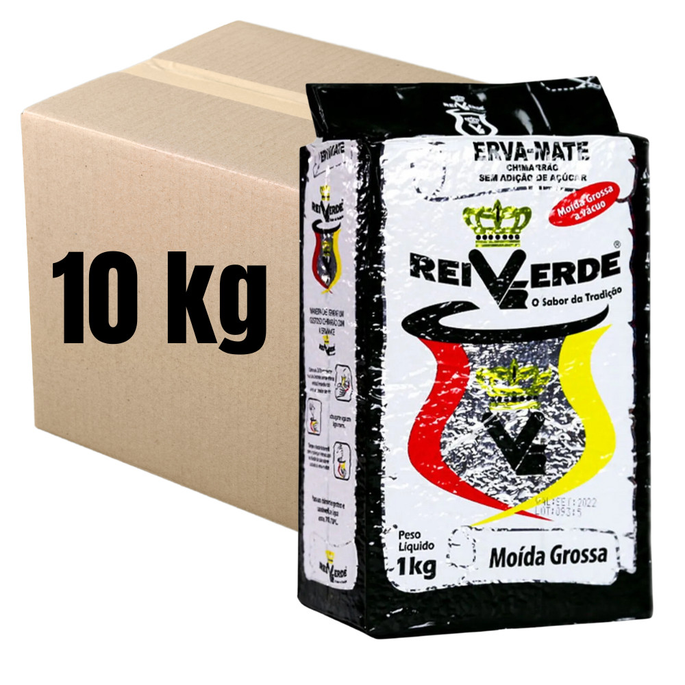 Kit 10 Kg Erva Mate Rei Verde Moída Grossa Embalada a Vácuo