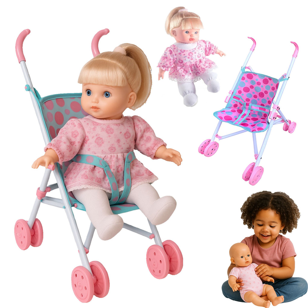 Kit Carrinho de Boneca + Soft Loira Brinquedo Menina Reborn