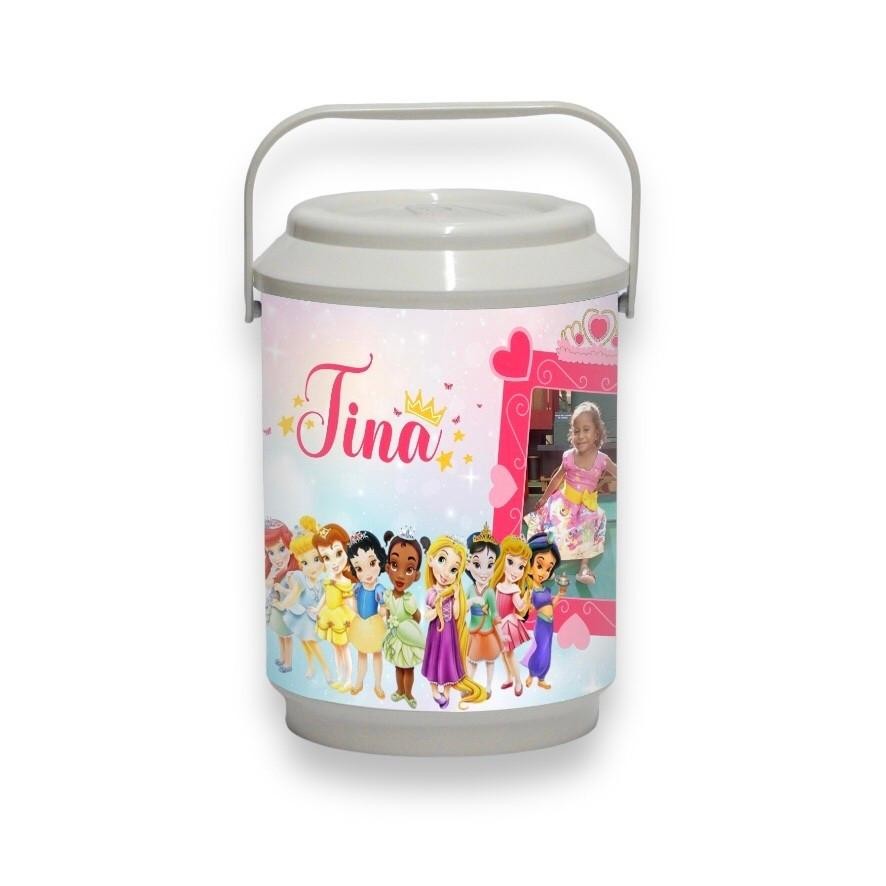 Cooler termico com capacidade para 10 latas Princesas baby Foto e nome