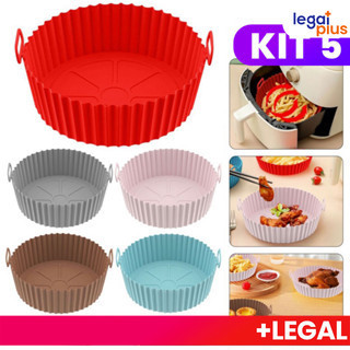 Kit 5 Formas Silicone Air Fryer Forno Microondas Profissional Antiaderente Lavável à Máquina