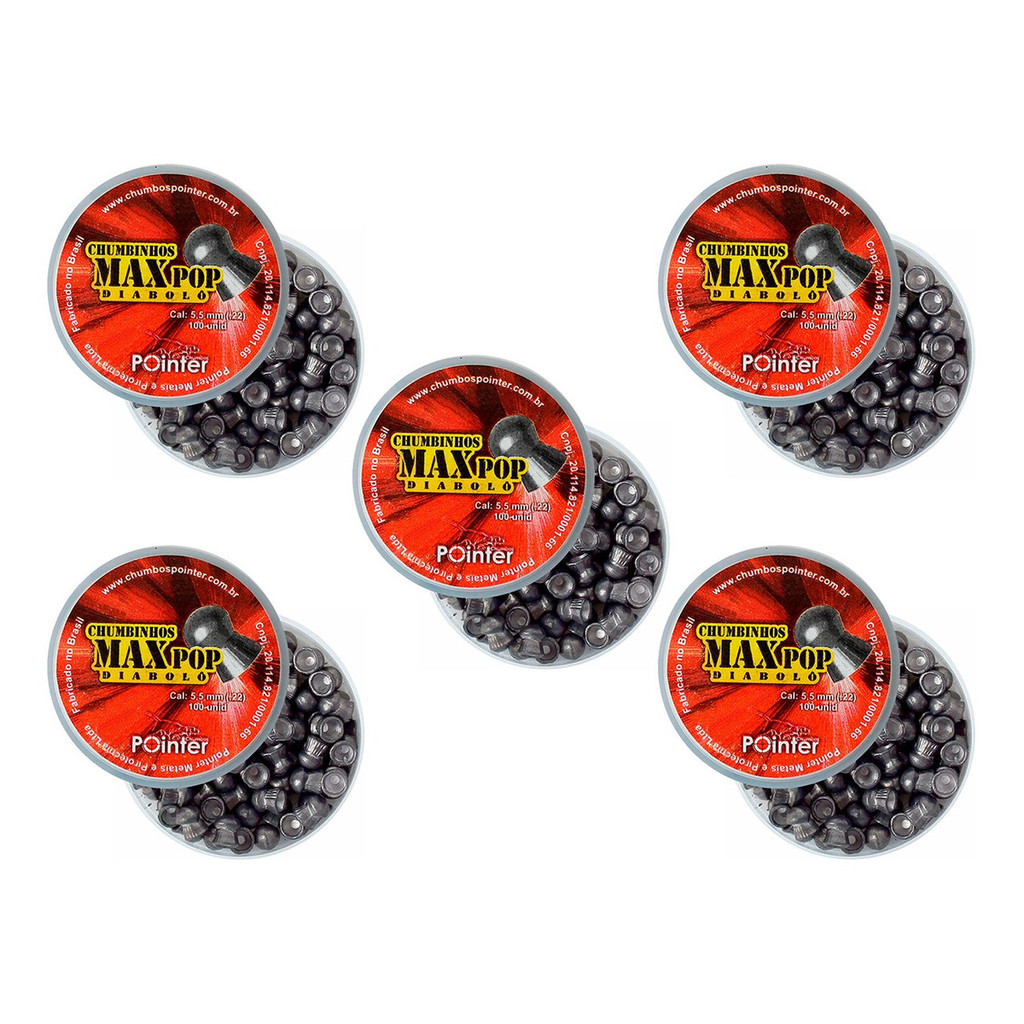 Combo 500un Max Pop 5.5mm Diabolo Precisão e Impacto Pointer