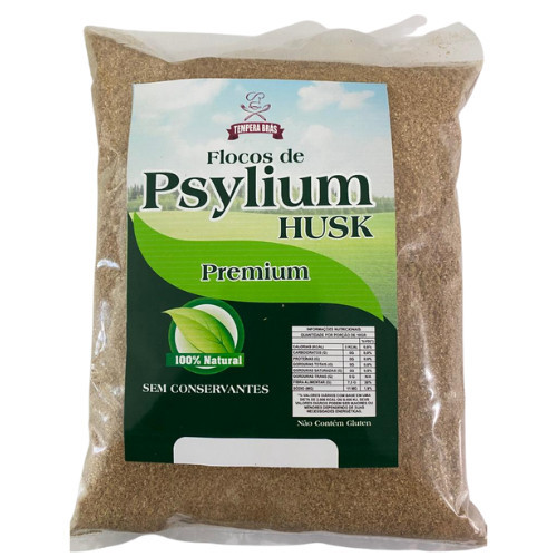 Psyllium Husk  80% em Flocos Linha Premium Tempera Brás 1kg Puro
