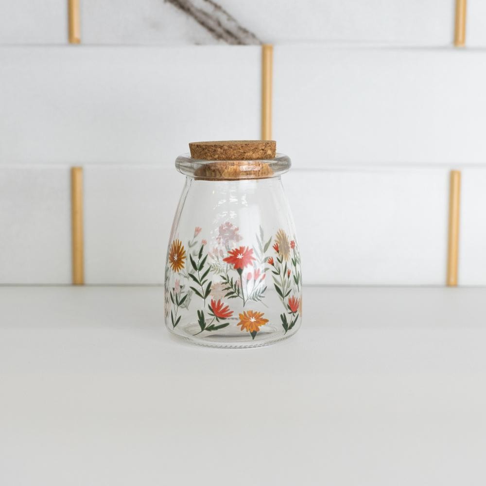 Porta Mantimento Redondo Lyor Flora de Vidro com Tampa 255ml - Home & Living