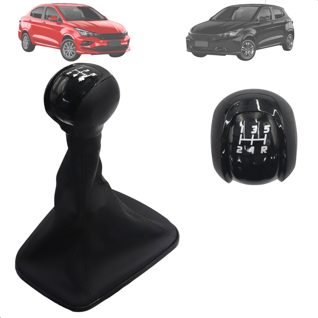 Kit Coifa Câmbio + Manopla Argo 2017 2018 a 2020 2021 Preta