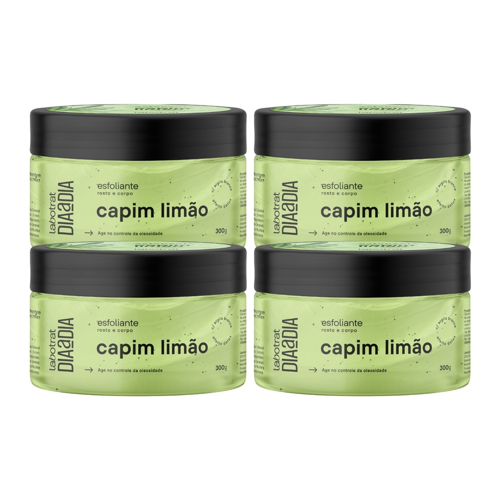 Kit 4 Esfoliantes Creme Capim Limão Corporal Facial Labotrat