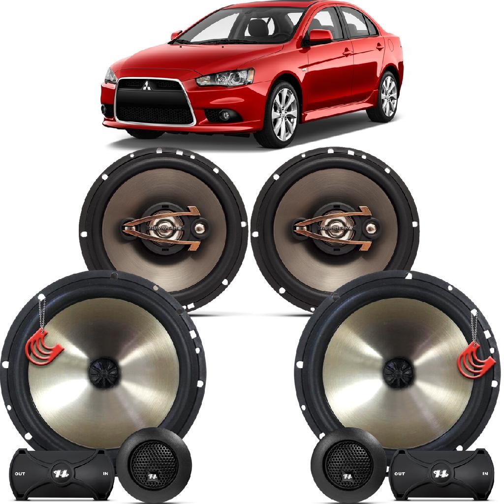 Kit Alto Falantes Dianteiros + Traseiros Mitsubishi Lancer 2010 até 2019 - Hurricane Platino 640w em Oferta na Shopee