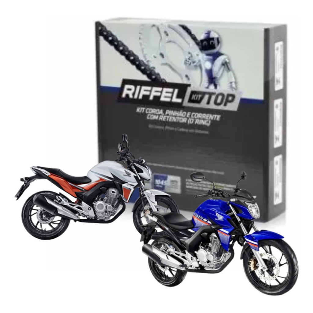 Kit Relação Tração Transmissão Com Retentor CB Twister 250 2016 a 2022 Original Riffel
