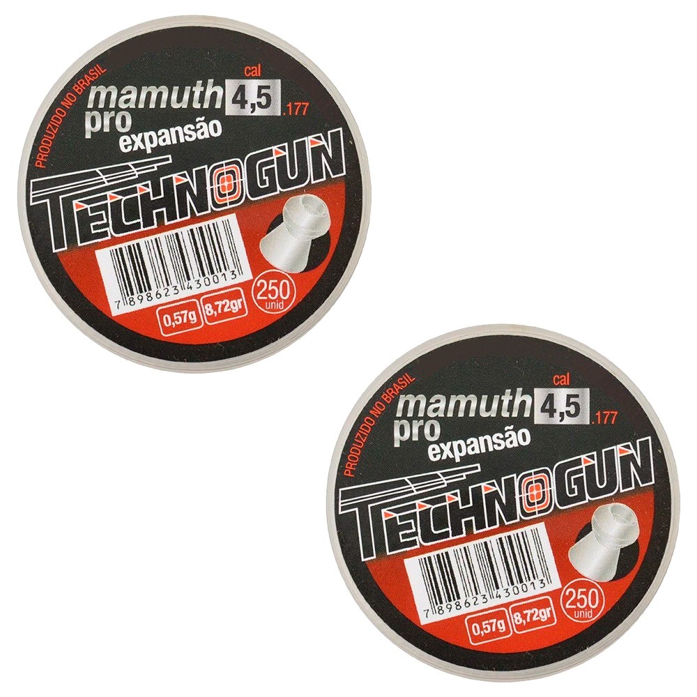 2x Chumbinho Technogun Mamuth Pro Expansão 4.5mm 250un. em Oferta na Shopee