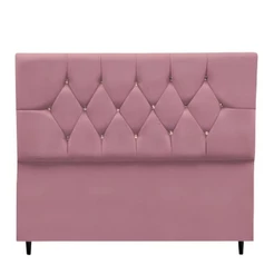 Cabeceira Estofada Cama Box Solteirão 100 Cm Suede Nina rosê