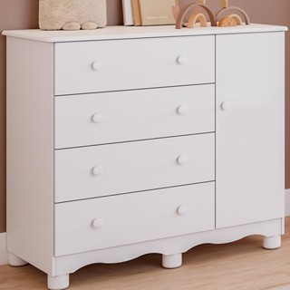 Cômoda Infantil 4 Gavetas 1 Porta Lisa Junior 100% MDF Faura em Oferta na Shopee