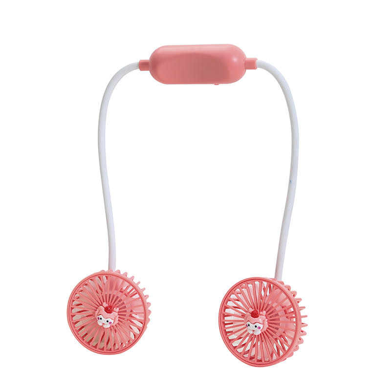 Ventilador Portátil Mini Recarregável P/Pescoço Esporte Usb -c/2 Enfeites de Bicho p/cada Ventilador