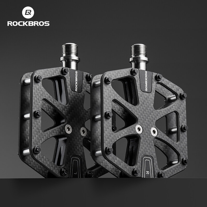 ROCKBROS Pedal Plano De Bicicleta De Fibra De Carbono , MTB , Estrada , Leve , Antiderrapante , Rolamento , Durável , Eq