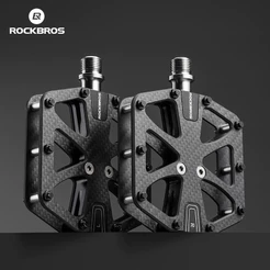 ROCKBROS Pedal Plano De Bicicleta De Fibra De Carbono , MTB , Estrada , Leve , Antiderrapante , Rolamento , Durável , Eq