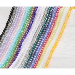 Fios de cristal facetado de vidro flat 8mm (ANUNCIO 2) de 63 à 65 contas por fio para terço pulseira tiara guia japamala