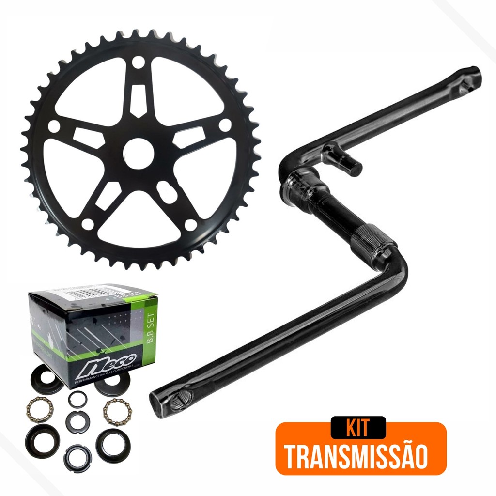 Transmissão Bike 26 - Movimento Central 45mm + Pedivela Monobloco 165mm + Roda Dentada 46d em Oferta na Shopee