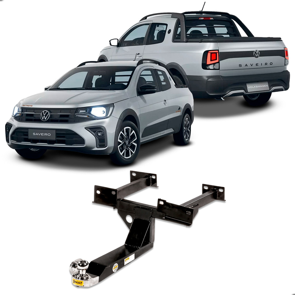 Engate Fixo VW Saveiro Cross Trend Robust 2009-2025 400Kg Aço Sem Furo na Caixa de Estepe com Capa Cromada 90mm em Oferta na Shopee