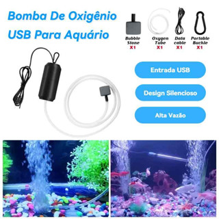 Bomba de Aquário USB Portátil para Oxigenação Eficiente em Tanques de Água Doce e Salgada